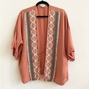 Umgee Women’s Embroidered Burnt Orange Aztec Geometric Kimono Topper Size‎ SM